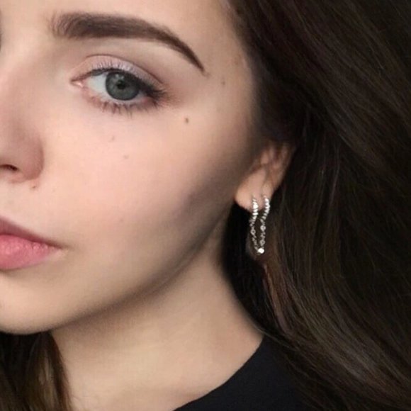 Double Hoop Chain Earrings - Picture 10 of 11